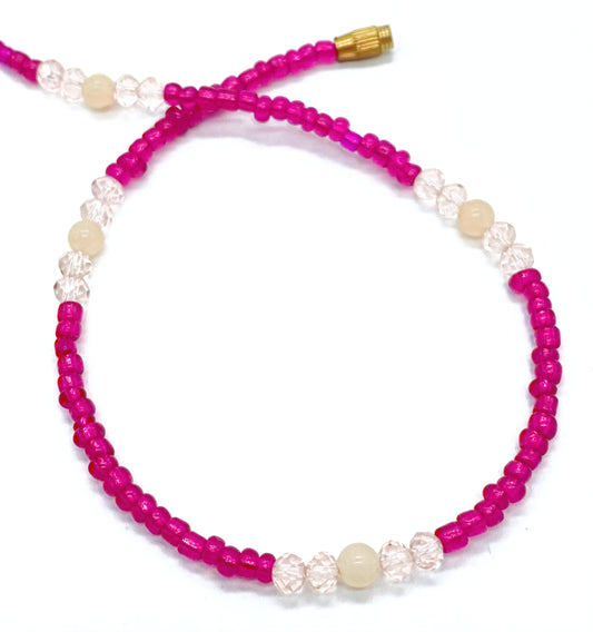 Magenta and Opaque/Clear Clasp Anklets