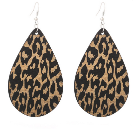 Leopard Print Drop Earrings