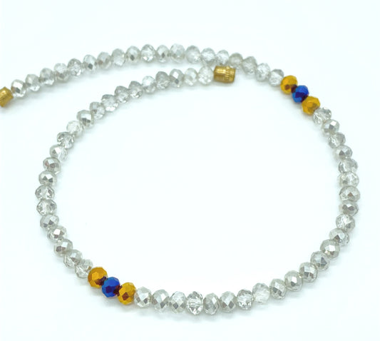 Silver and Blue/Brown Clasp Anklets