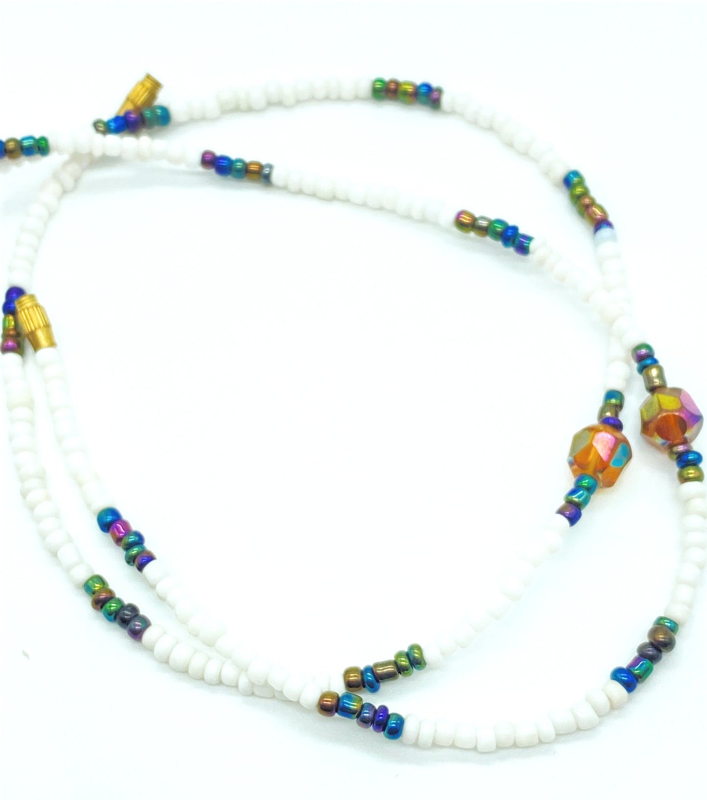 White and Metallic Clasp Anklets