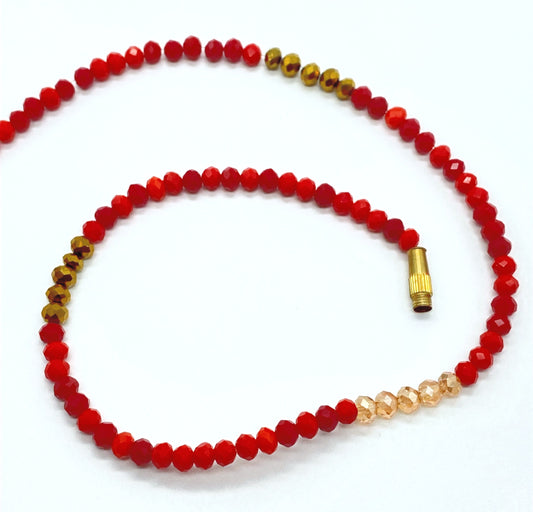Red and Brown/Peach Clasp Anklets
