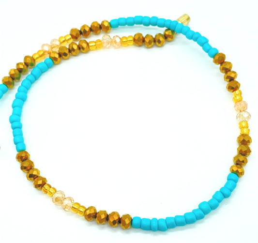 Teal, Gold, and Brown Clasp Anklets