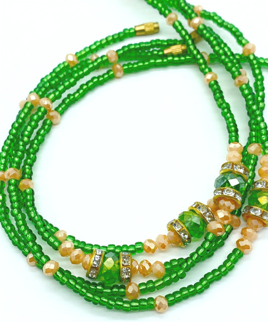 Green and Beige Clasp Anklets