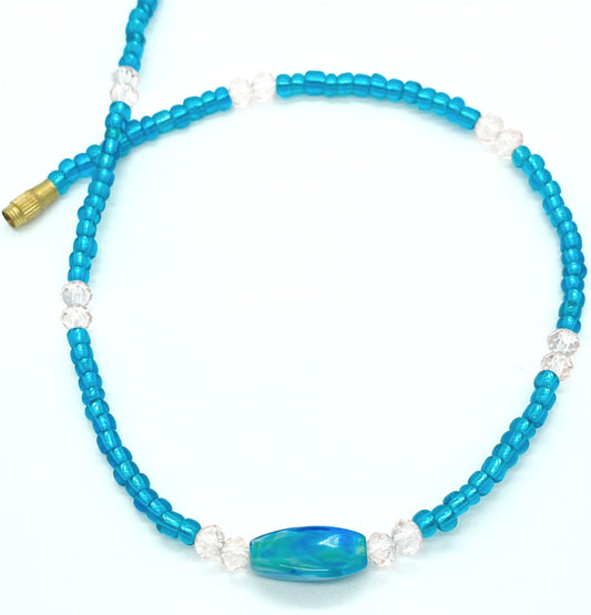 Blue and Clear Clasp Anklets
