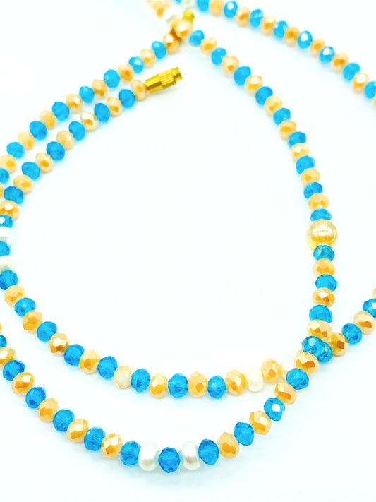 Teal and Gold Clasp Anklets