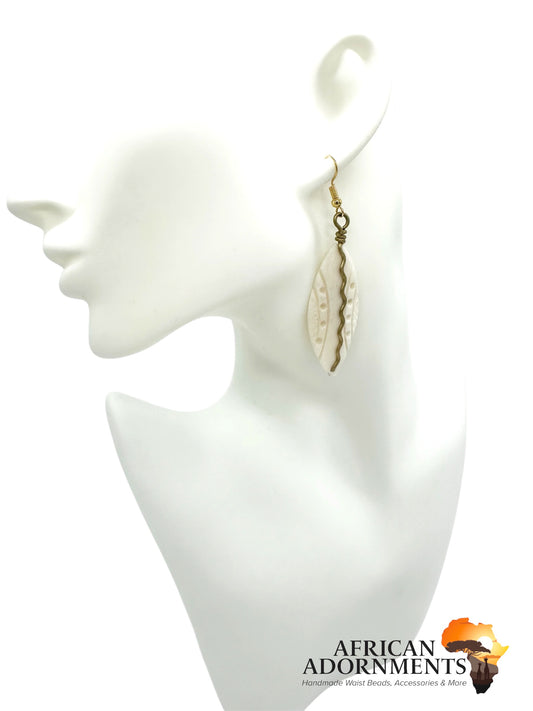 Kenyan Brass Earrings - Cowrie