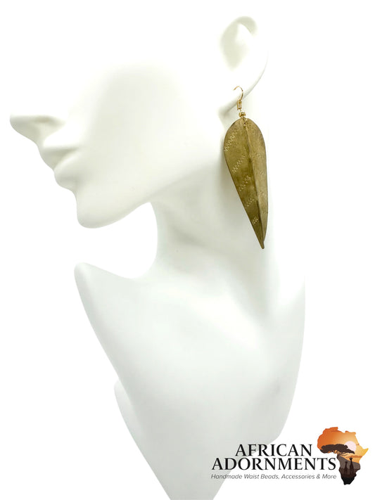 Kenyan Brass Earrings - Leaves