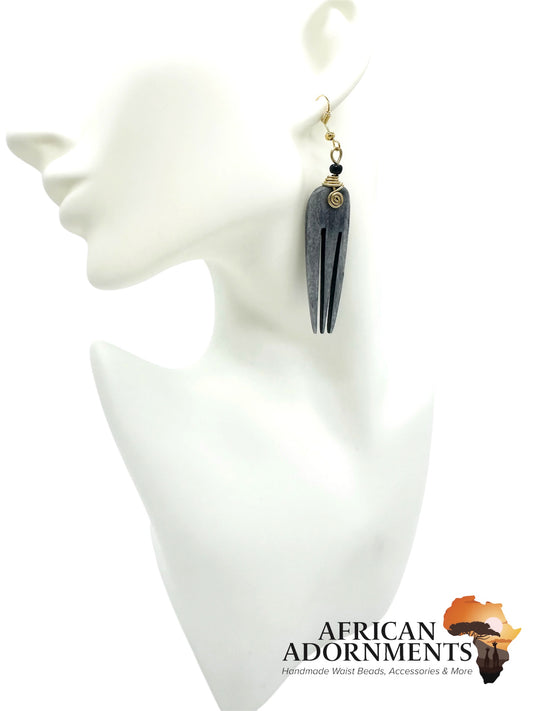 Kenyan Brass Earrings - Abstract