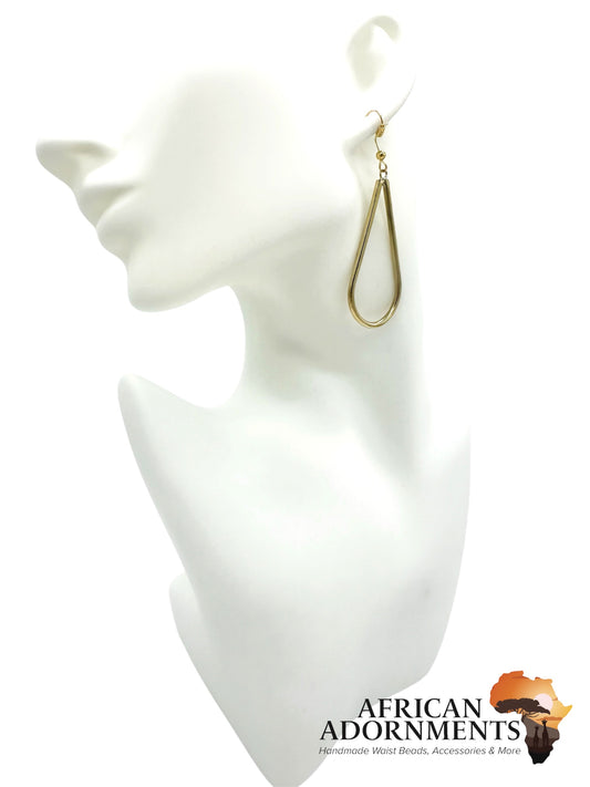 Kenyan Brass Earrings - Oblong Hoop