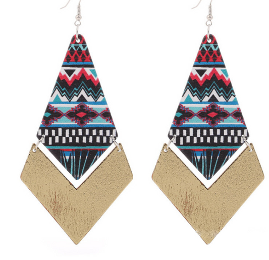 Geometric Print Earrings - BlueTone