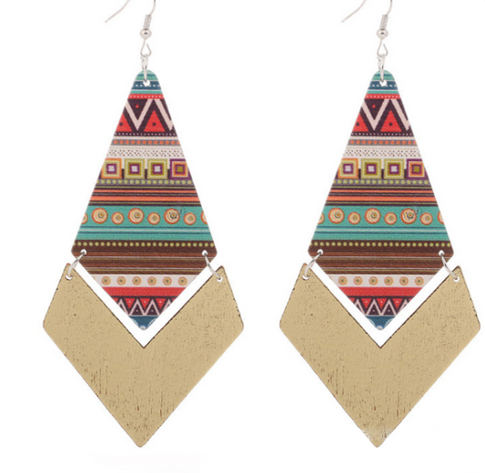 Geometric Print Earrings - Warm Tone